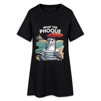 What the Phoque Normandie Humour Régional Fierté - Robe T-shirt Femme - noir - Devant