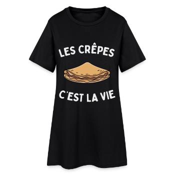 Les Crêpes C’est La Vie Humour Gourmand Français - Robe T-shirt Femme - noir - Devant