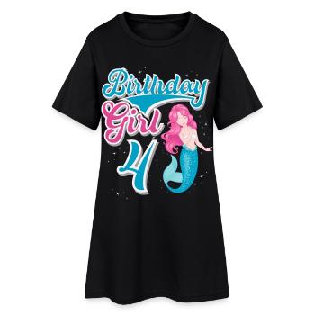 Sirène du 4e anniversaire - Robe T-shirt Femme - noir - Devant
