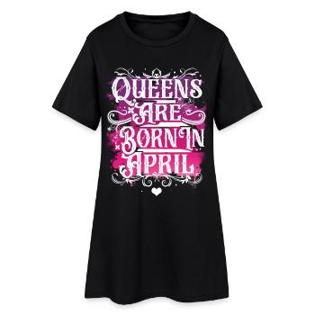 Reine de l’anniversaire d’avril - Robe T-shirt Femme - noir - Devant