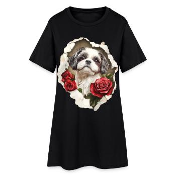 Shih Tzu Vintage - Robe T-shirt Femme - noir - Devant