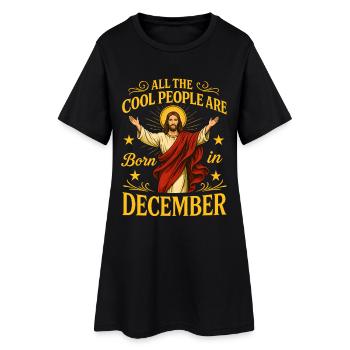 Né en décembre – Motif festif - Robe T-shirt Femme - noir - Devant