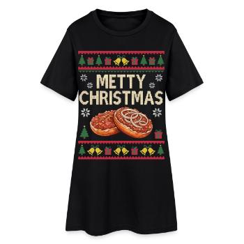 Cadeau de Noël Mett Funny Mett - Robe T-shirt Femme - noir - Devant