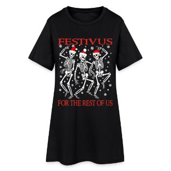 Festivus für den Rest von uns lustigen Weihnachtsskeletten - Frauen T-Shirt-Kleid - Schwarz - Vorne