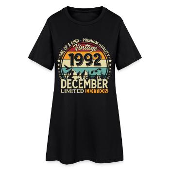 33rd Birthday Vintage December Vintage 1992 - Women’s T-Shirt Dress - black - Front