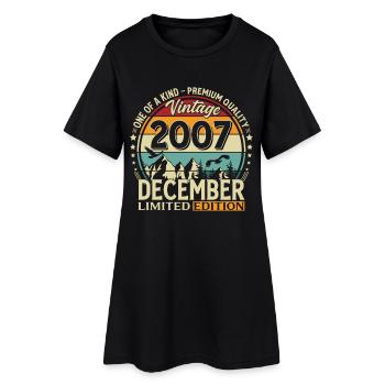 18. Geburtstag Vintage Dezember Jahrgang 2007 - Frauen T-Shirt-Kleid - Schwarz - Vorne