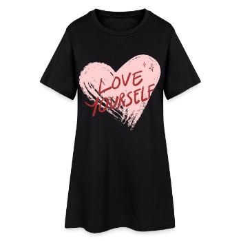 Love Yourself - Frauen T-Shirt-Kleid - Schwarz - Vorne