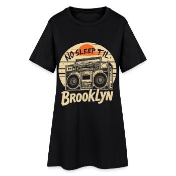 No Sleep Til Brooklyn Retro Boombox Vintage-Musik - Frauen T-Shirt-Kleid - Schwarz - Vorne