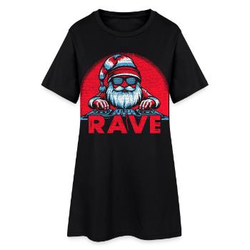 Santa Rave DJ Neon Print EDM Festival - Frauen T-Shirt-Kleid - Schwarz - Vorne