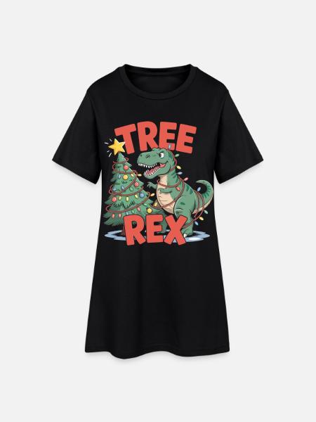 Motif Tree-Rex pour enfants et adultes - Robe T-shirt Femme - noir
