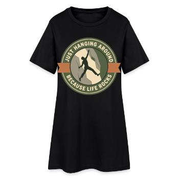 Ich hänge einfach herum, weil das Leben beim Klettern rockt - Frauen T-Shirt-Kleid - Schwarz - Vorne