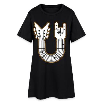 Guitare en forme de U Rock Main - Robe T-shirt Femme - noir - Devant