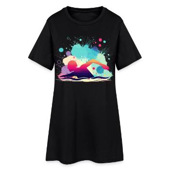 Nageuse, femme natatrice, monitrice de natation - Robe T-shirt Femme - noir - Devant