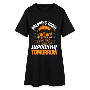 Survivalismus-Liebhaber – Der Must-Haves-Vorbereitung - Frauen T-Shirt-Kleid - Schwarz - Vorne