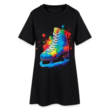 Patin à Glace Splash Art - Design Sports d’Hiver - Robe T-shirt Femme - noir - Devant