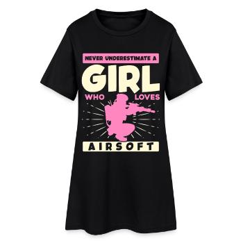 Fille adore l’airsoft – Ne jamais sous-estimer - Robe T-shirt Femme - noir - Devant