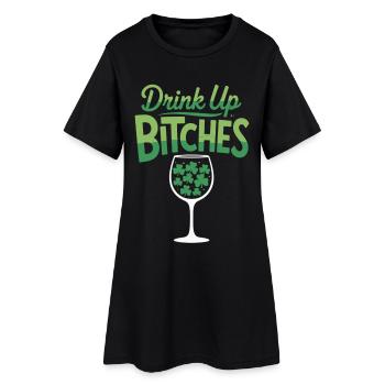 Chemise Drink Up Bitches - Motif de la Saint-Patrick - Robe T-shirt Femme - noir - Devant
