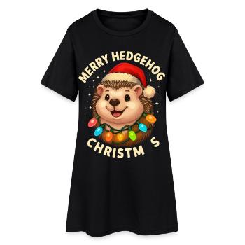 Hérisson de Noël Animal drôle d’Hiver Woodland Cadeau - Robe T-shirt Femme - noir - Devant