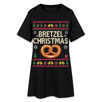 Brezel Weihnachten Lustiges Bäcker Geschenk - Frauen T-Shirt-Kleid - Schwarz - Vorne
