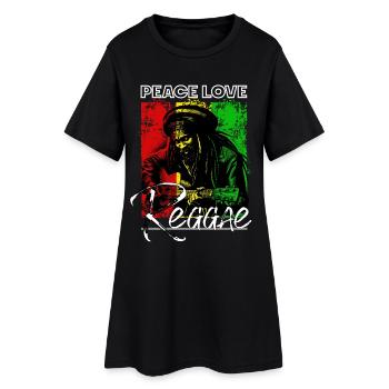 Peace Love Reggae Rastafari Guitare - Robe T-shirt Femme - noir - Devant