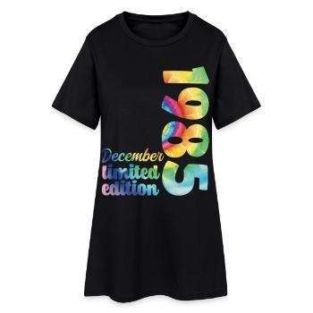 Geburtstag Dezember 1985 Geschenk Tie And Dye T-Shirt - Frauen T-Shirt-Kleid - Schwarz - Vorne