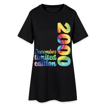 Birthday December 2000 Gift Tie And Dye Tee - Women’s T-Shirt Dress - black - Front