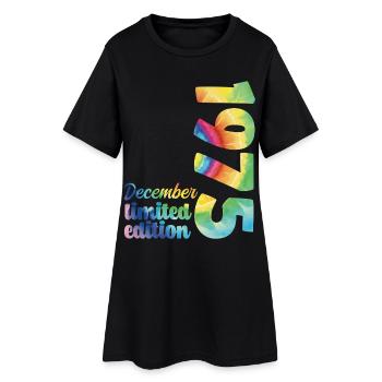 Dezember 1975 Geburtstagsgeschenk Tie And Dye T-Shirt - Frauen T-Shirt-Kleid - Schwarz - Vorne
