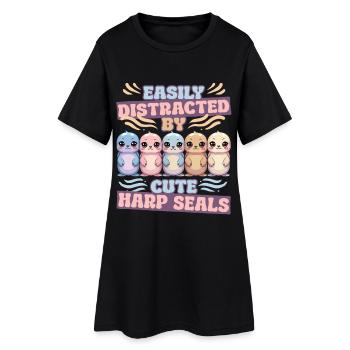 Phoques du harple - Robe T-shirt Femme - noir - Devant