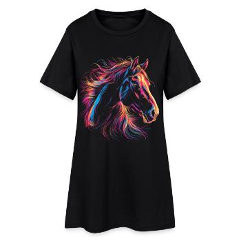 Portrait coloré de cheval dans un style artistique - Robe T-shirt Femme - noir - Devant