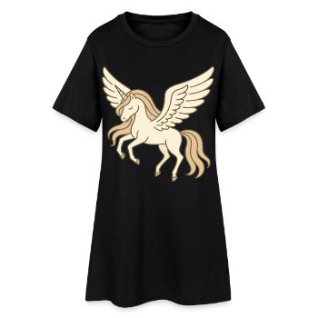 Flying Pastel Pegasus Unicorn with Wings - Women’s T-Shirt Dress - black - Front