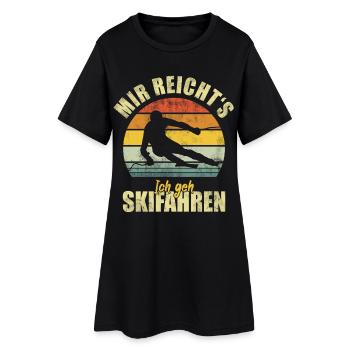 Skifahren Skifahrer Ski Lustiger Spruch - Frauen T-Shirt-Kleid - Schwarz - Vorne