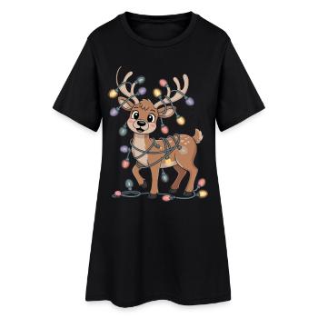 Amusement de Noël avec les rennes - Robe T-shirt Femme - noir - Devant