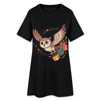 Vol de la chouette avec cadeaux - Robe T-shirt Femme - noir - Devant