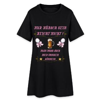 Nur hübsch sein reicht nicht - Frauen T-Shirt-Kleid - Schwarz - Vorne