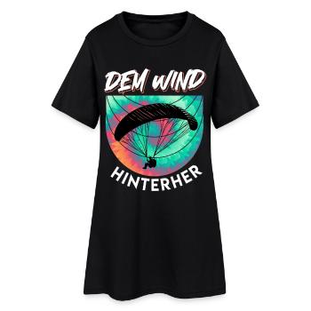 Parapente SUIVANT LE VENT Drôle - Robe T-shirt Femme - noir - Devant