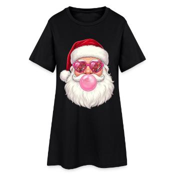 Père Noël avec Lunettes de Soleil et Chewing-Gum - Robe T-shirt Femme - noir - Devant