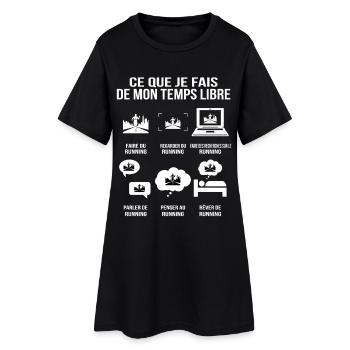 Ce Que Je Fais De Mon Temps Libre Running Humour - Robe T-shirt Femme - noir - Devant
