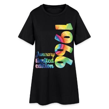 Geburtstag Januar 1966 Geschenk Tie And Dye Tee - Frauen T-Shirt-Kleid - Schwarz - Vorne