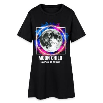 Moon Child Eclipsed Wonder Mond Kosmos Spiritual - Frauen T-Shirt-Kleid - Schwarz - Vorne
