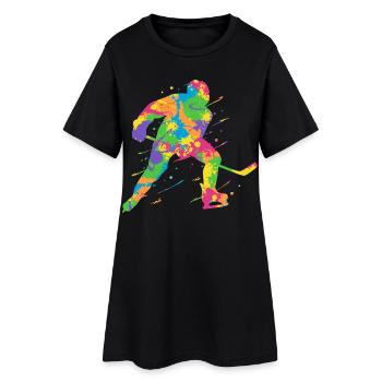 Eishockey Spieler Bunt Hockey Eishockeyspieler - Women’s T-Shirt Dress - black - Front