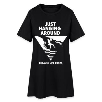Einfach nur an einer Kletterwand von Life Rocks herumhängen - Frauen T-Shirt-Kleid - Schwarz - Vorne