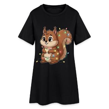 Squirrel hung with lights - Women’s T-Shirt Dress - black - Front