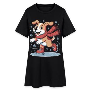 Plaisir de patinage en hiver - Robe T-shirt Femme - noir - Devant