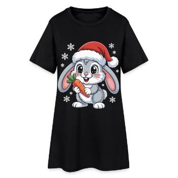 Lapin d’hiver avec carotte - Robe T-shirt Femme - noir - Devant