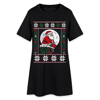 Noël Pixel Art Santa sur Cheminée - Robe T-shirt Femme - noir - Devant