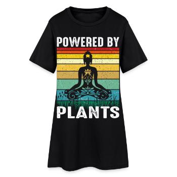 Design rétro de yoga végan – Alimenté par des plantes - Robe T-shirt Femme - noir - Devant