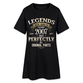 18. Geburtstag Legende Dezember Jahrgang 2007  - Frauen T-Shirt-Kleid - Schwarz - Vorne
