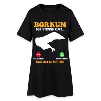 BORKUM DER STRAND RUFT UND ICH MUSS HIN Lustig - Frauen T-Shirt-Kleid - Schwarz - Vorne