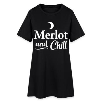 Merlot et vin chill disant « détendez-vous confortablement » - Robe T-shirt Femme - noir - Devant