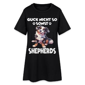 Berger australien propriétaire de chien en promenade australienne - Robe T-shirt Femme - noir - Devant